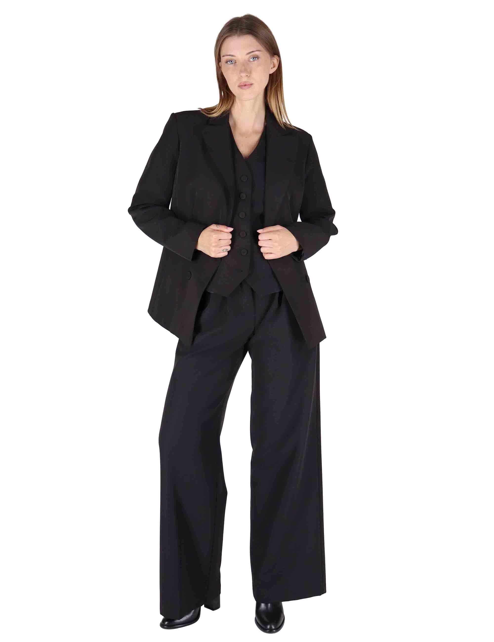 Giacche donna in misto viscosa naturale nera a doppiopetto OABGA0025-0511 9999 Justmine 