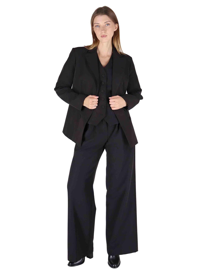 Giacche donna in misto viscosa naturale nera a doppiopetto OABGA0025-0511 9999 Justmine 