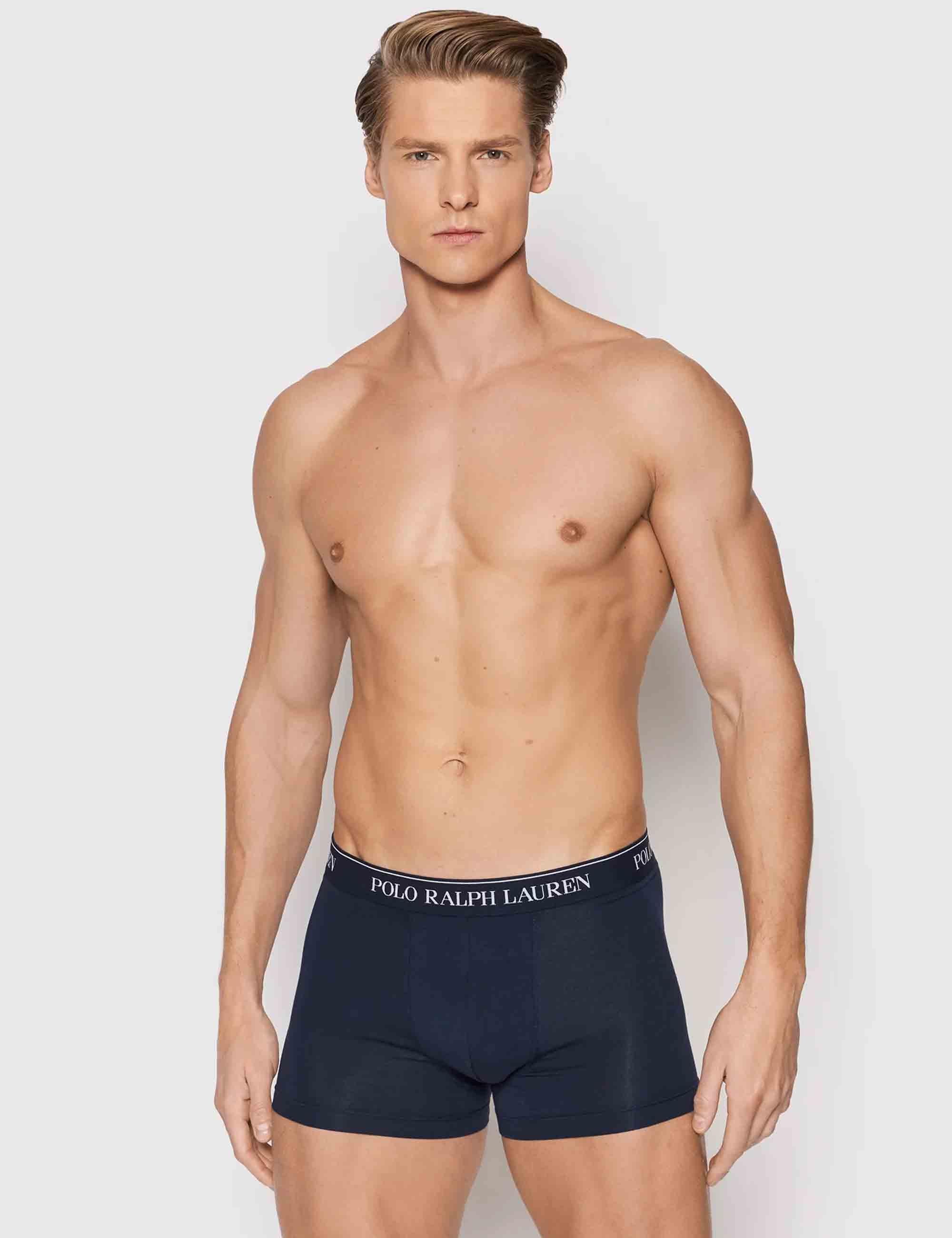 Boxer in puro cotone blu con elastico Set di 3 714835885004 NVY Polo Ralph Lauren 