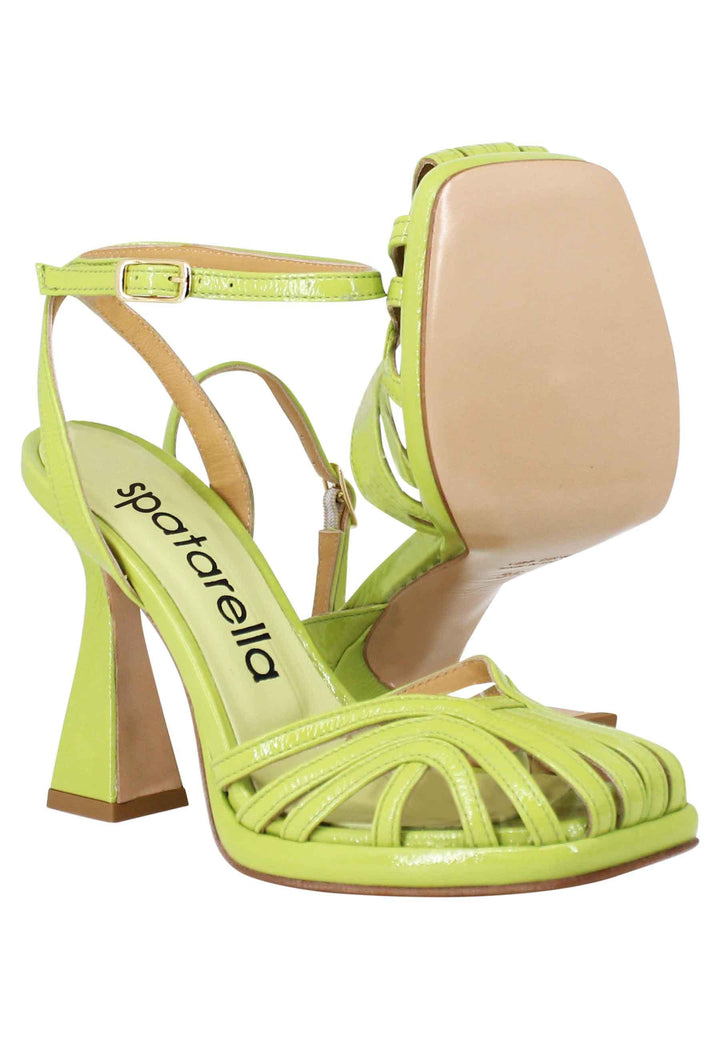 Sandali donna in naplack verde acido con cinturino alla caviglia tacco alto e plateau SP658 005 Spatarella 