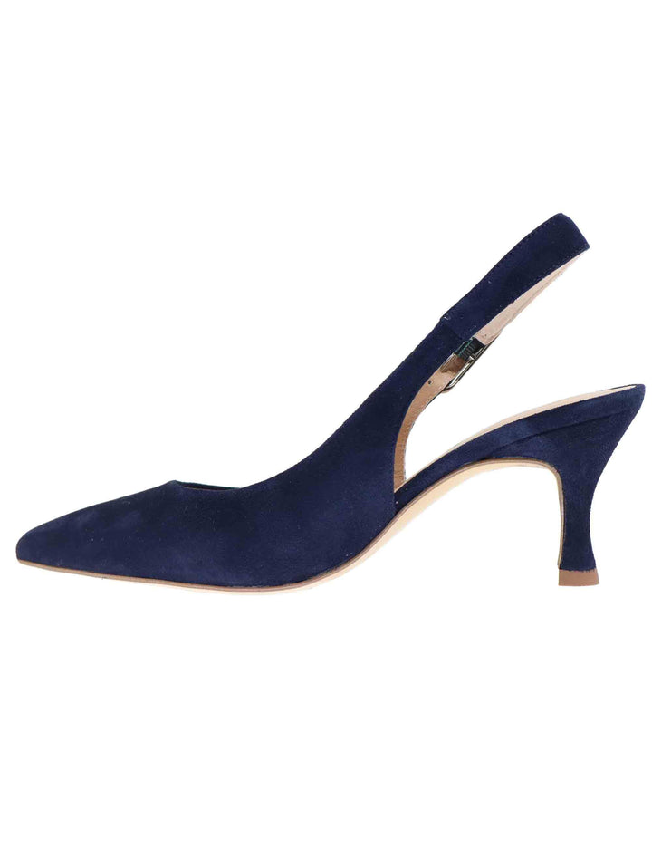 Decollete slingback donna in camoscio blu tacco alto LANZ KS_OCEAN Unisa 