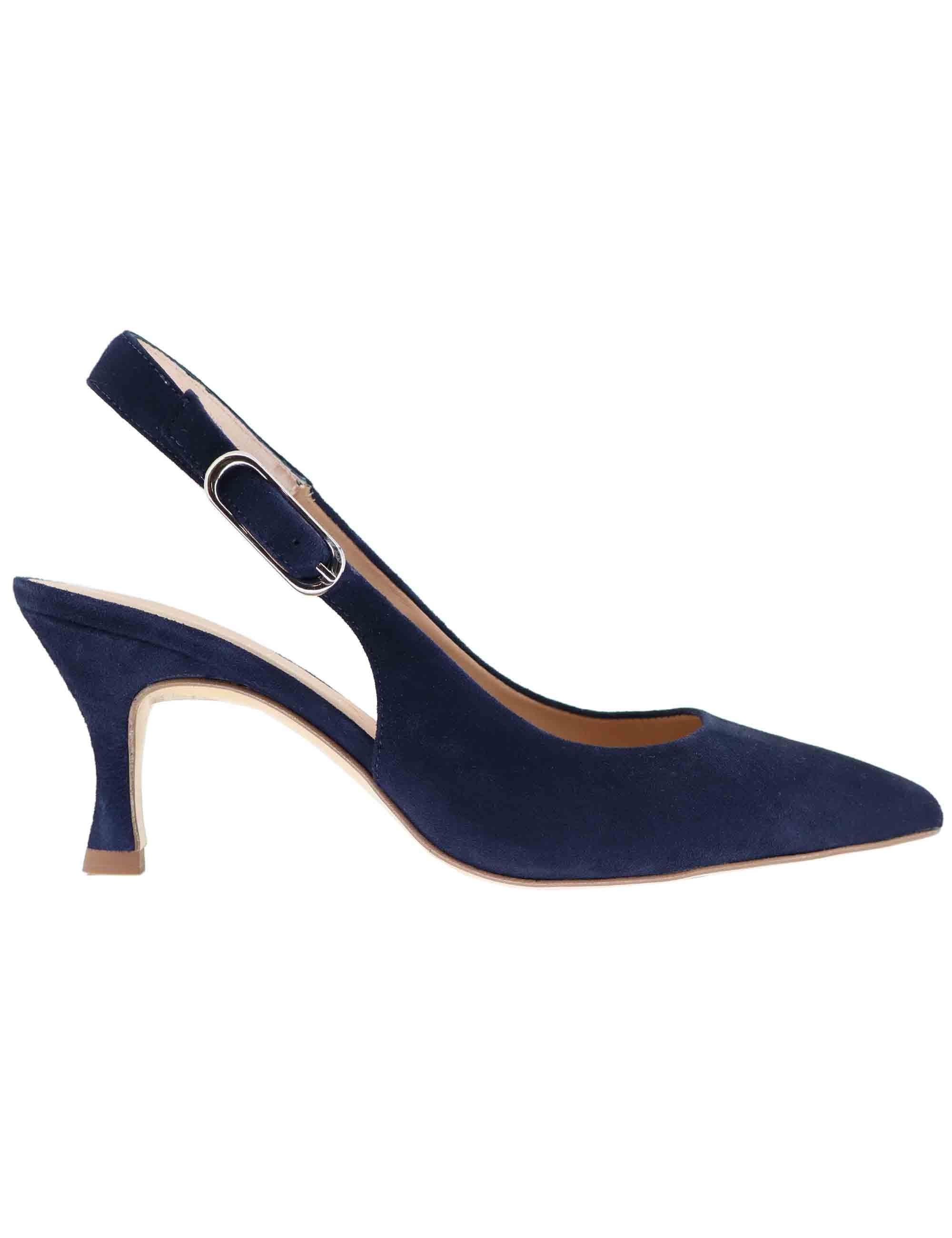 Decollete slingback donna in camoscio blu tacco alto LANZ KS_OCEAN Unisa 