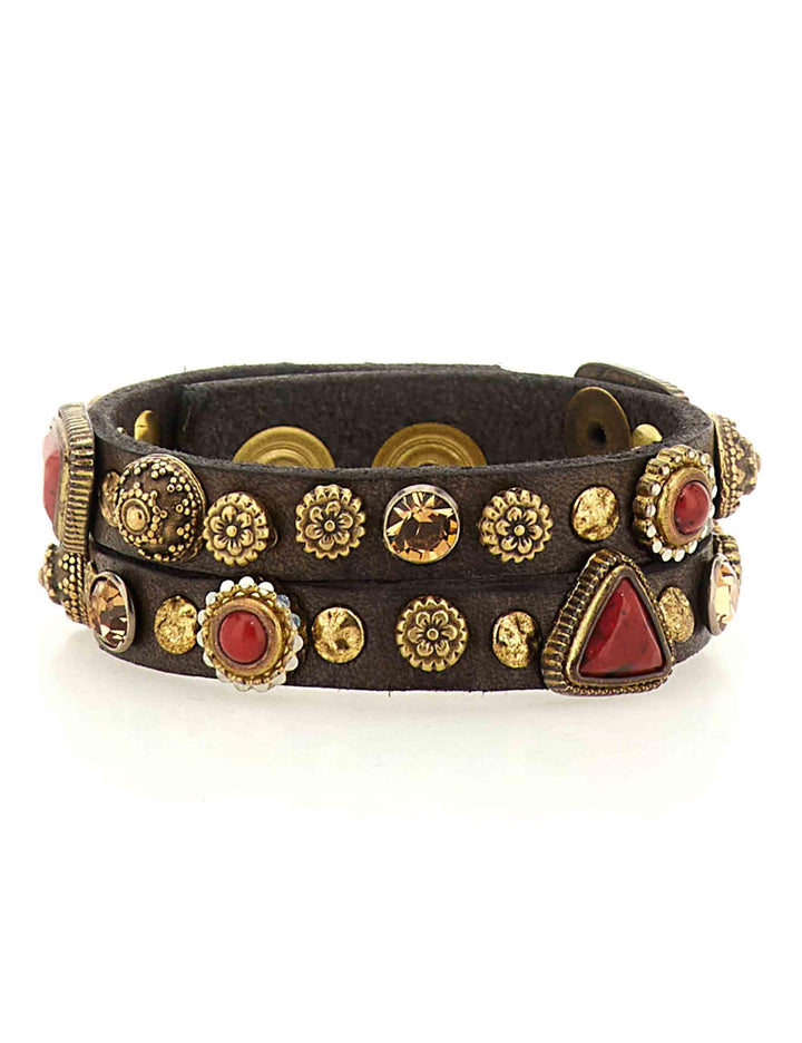 Bracciali donna in pelle testa di moro doppio giro C043280ND X2867 C1501 Campomaggi 