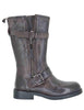 Women's Brown Leather Ankle Boots with Straps 252-22-23 DKGRE