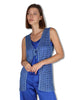 Women's Metallic Lurex Cotton Vest in Blue and Silver JE113078213 96009