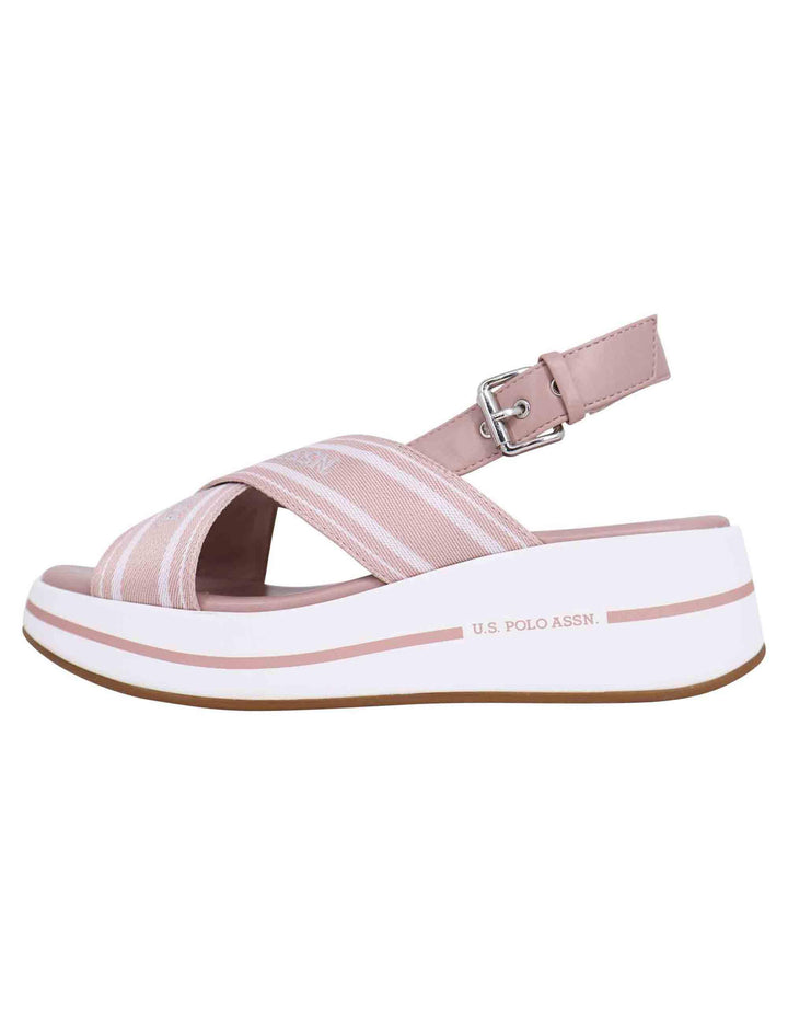 Sandali slingback donna in tessuto nude con zeppa in gomma GLORY008 NUD003 U.S. Polo Assn. 