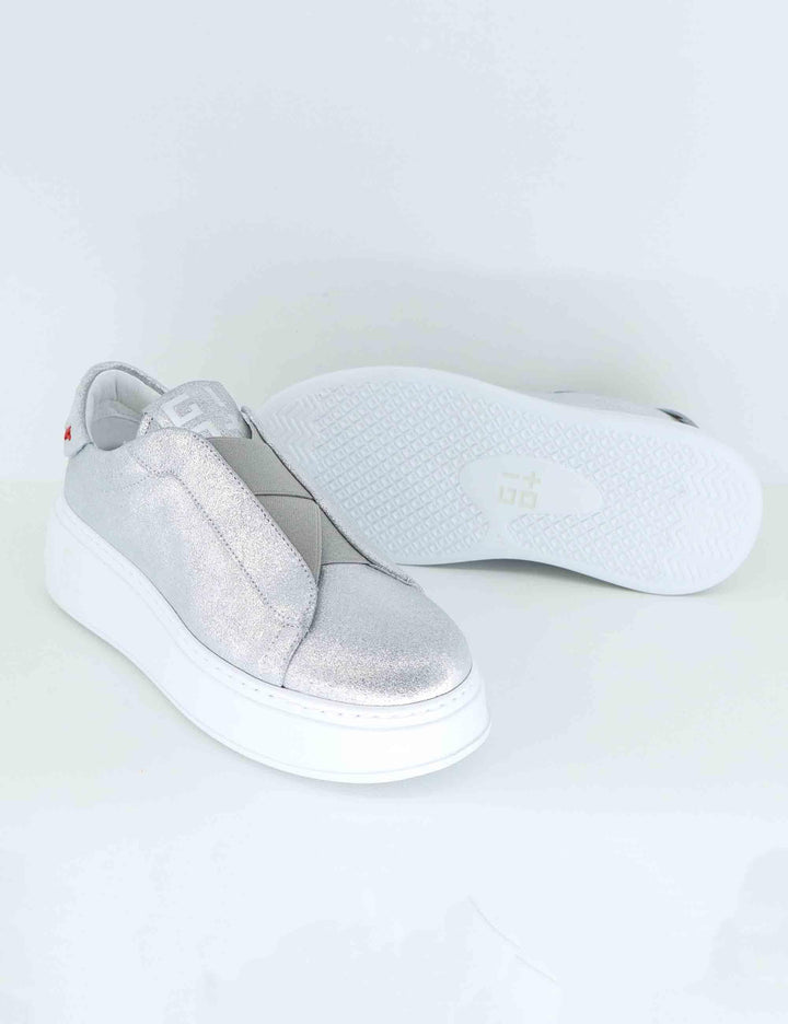 Sneakers donna in pelle argento NILA 06 Gio + 