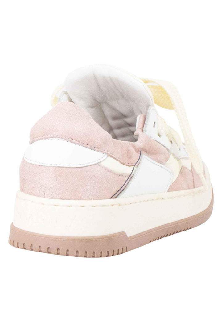 Sneakers donna in pelle beige e rosa con fondo gomma MEET 033 Andia Fora 