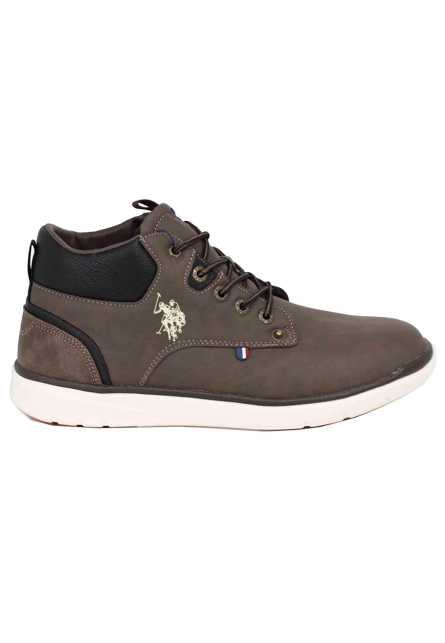 Stivaletti uomo in eco pelle marrone con suola in gomma YGOR004A DBR003 U.S. Polo Assn. 