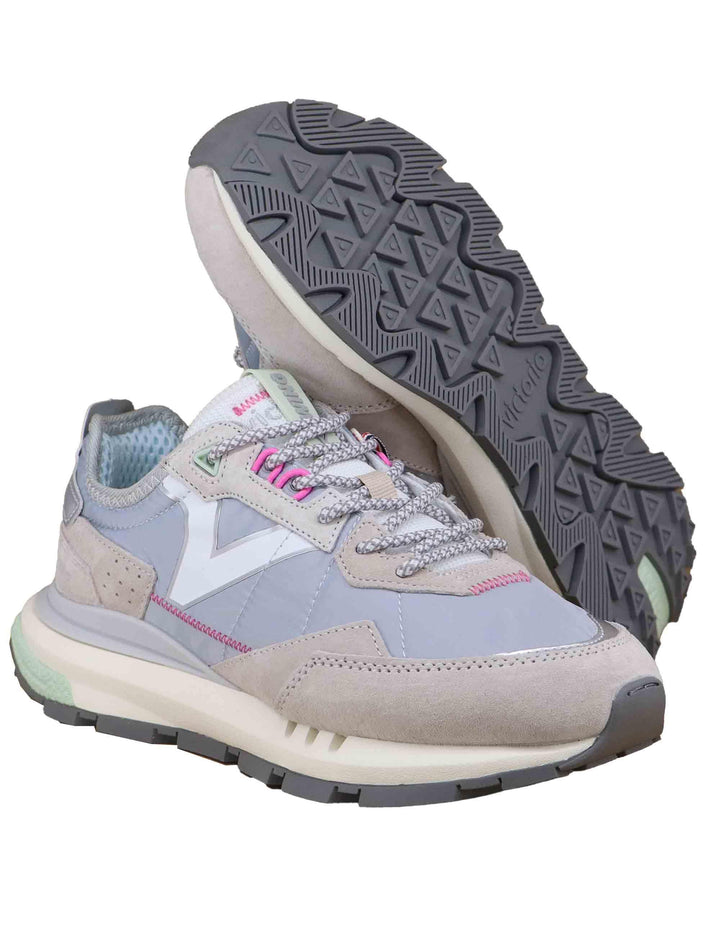Sneakers donna in pelle e tessuto grigio 8811100 Gris Victoria 
