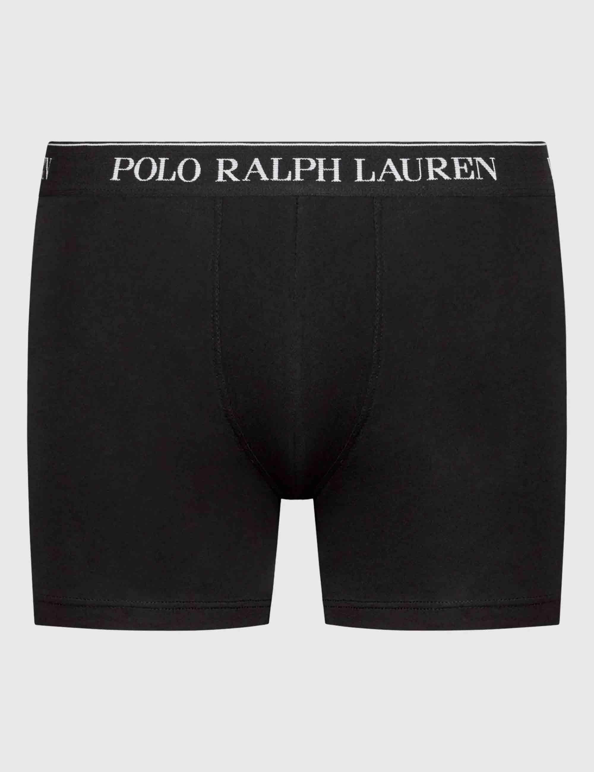 Boxer in puro cotone nero con elastico Set di 3 714835885002 BLK Polo Ralph Lauren 