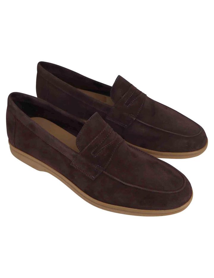 Mocassini uomo in camoscio testa di moro con suola in gomma leggera 22847 VG7 014 Antica Cuoieria 