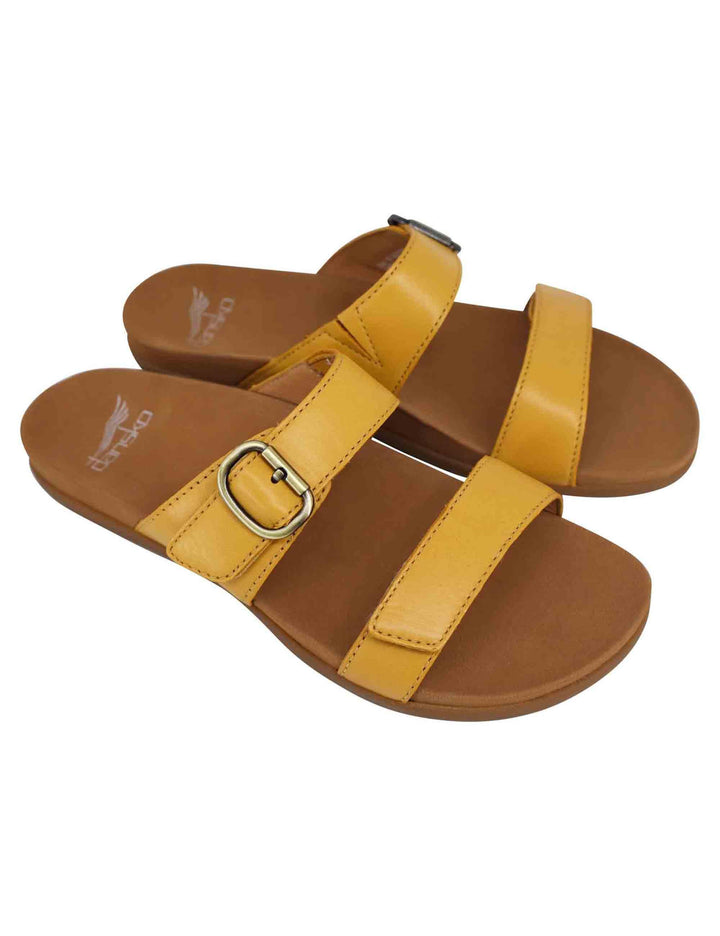 Sandali bassi donna in pelle gialla con fibbia laterale JUSTINE 6220-170300 Dansko 