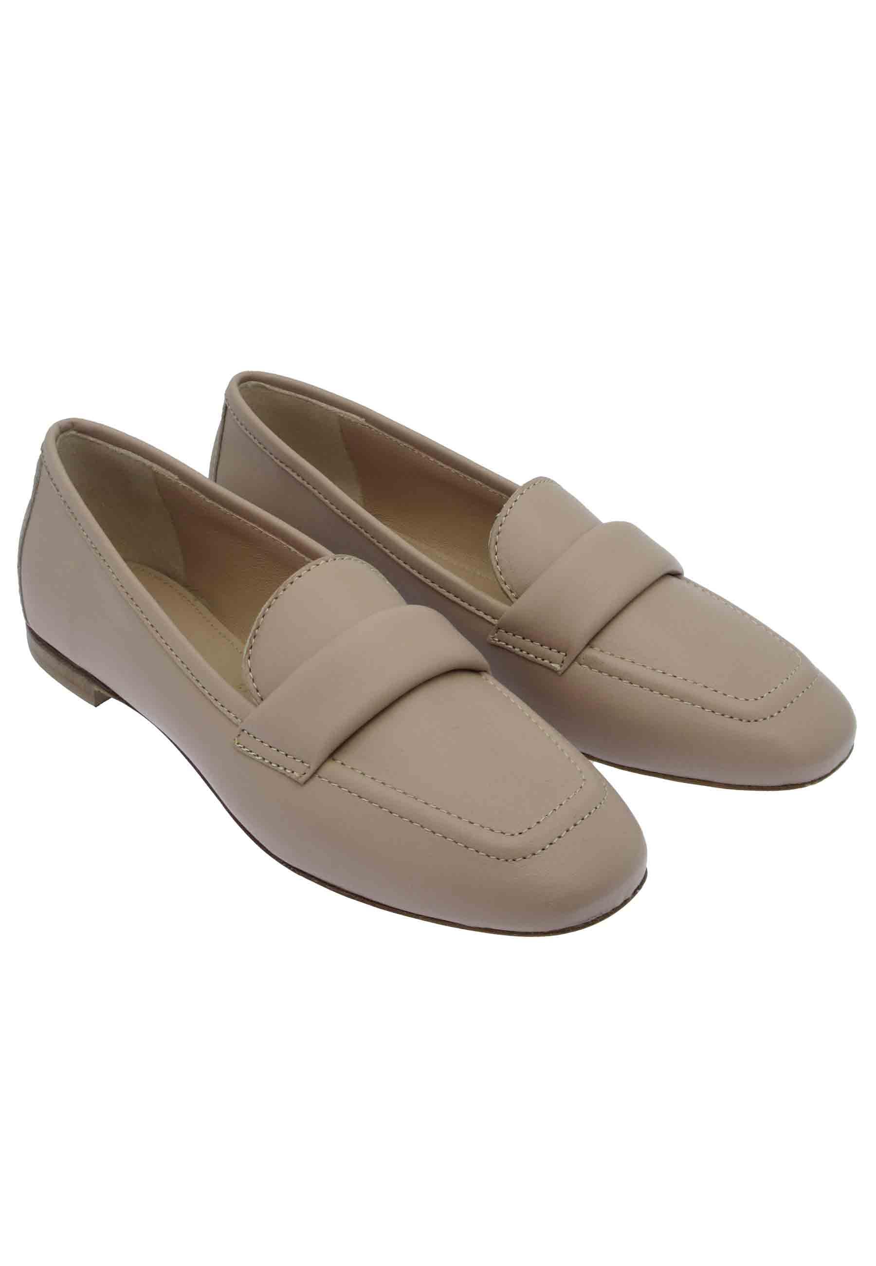 Mocassini donna in pelle nude tacco basso Z406 300 Spatarella 