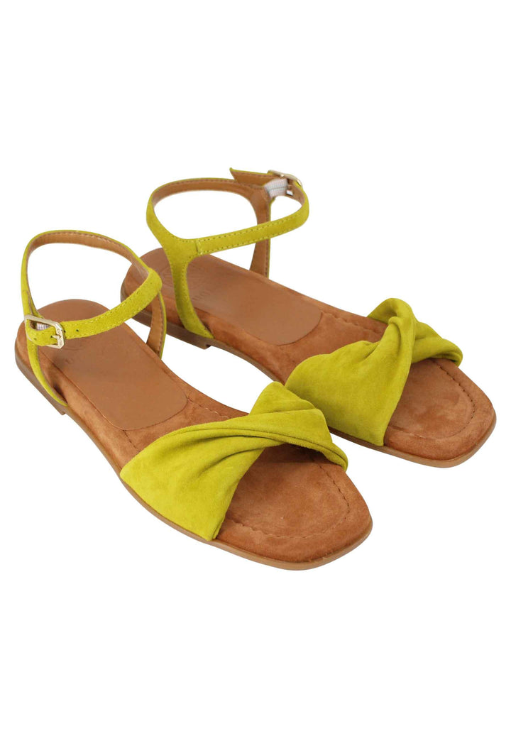 Sandali flat donna in camoscio verde con cinturino e sottopiede imbottito CERIN KS KIWI Unisa 