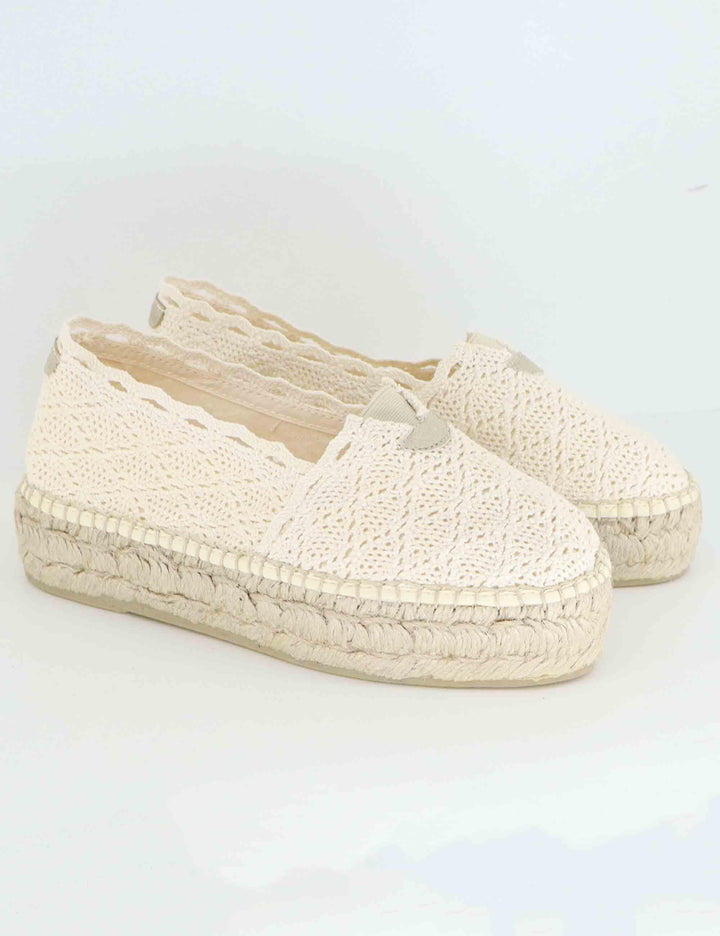 Mocassini donna espadrillas in tessuto off white Aitana Cru Toni Pons 