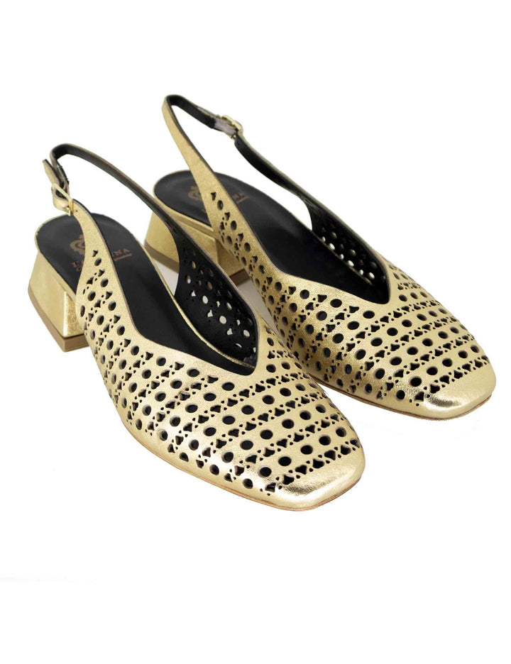 Slingback donna in pelle oro forata CH2525/G 032 L'Arianna 