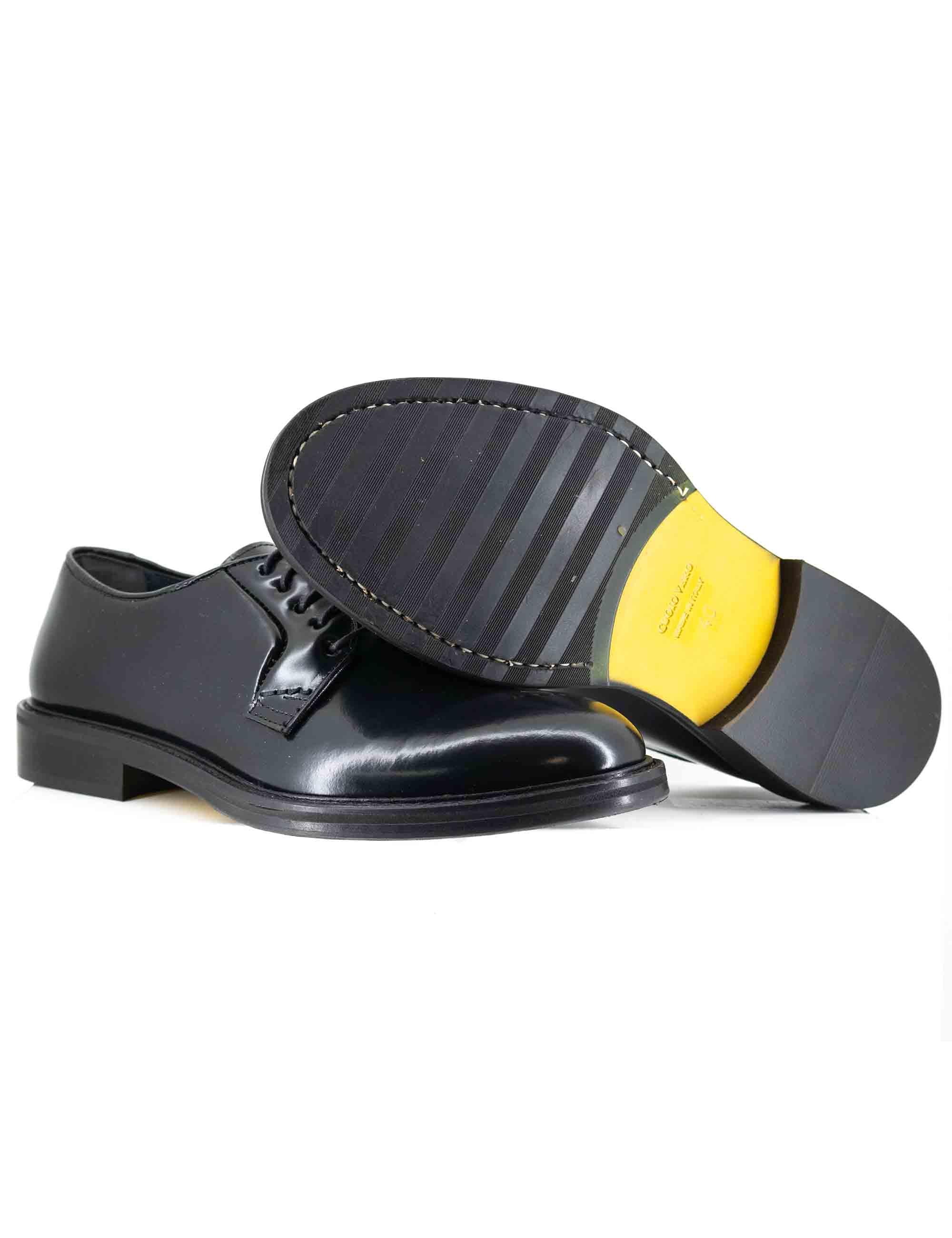 Stringate uomo in pelle nera con suola in cuoio e gomma cucita SP11401 001 Spatarella 