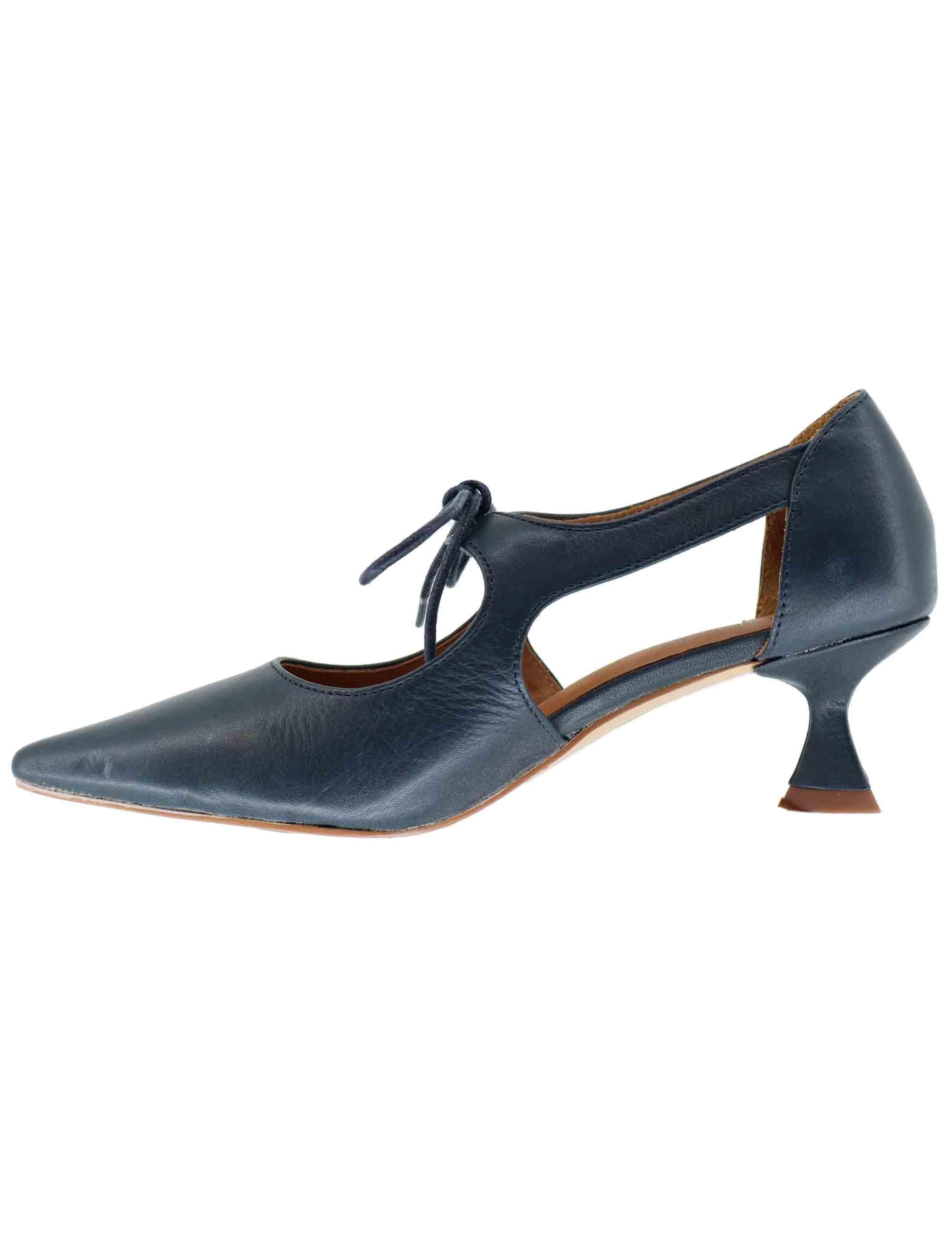 Decollete donna in pelle blu con laccetti SPY01-07 002 Spatarella 