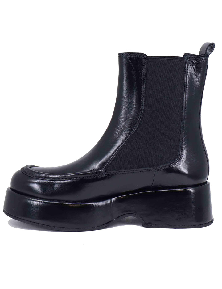 Stivaletti beatles donna in pelle nera con zeppa bassa 11024.003 09 Pons Quintana 