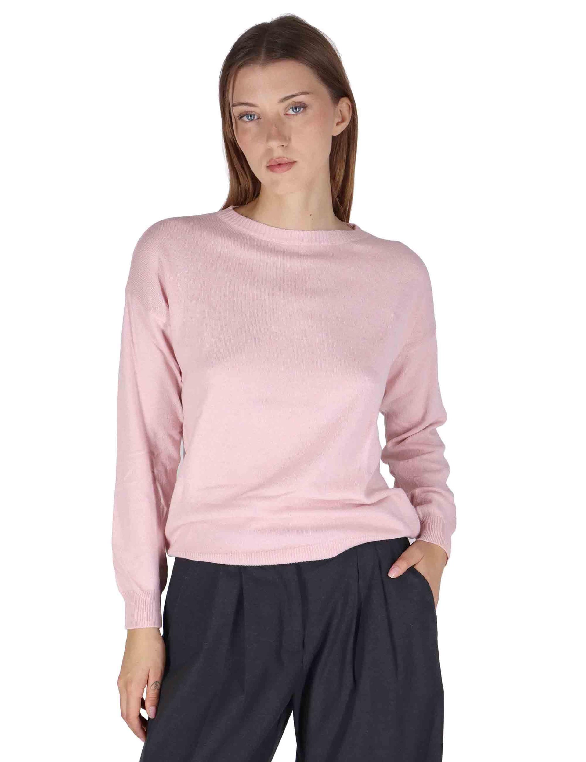 Maglioni donna in misto cachemire rosa girocollo con maniche lunghe SPZ03627 008 Spatarella 