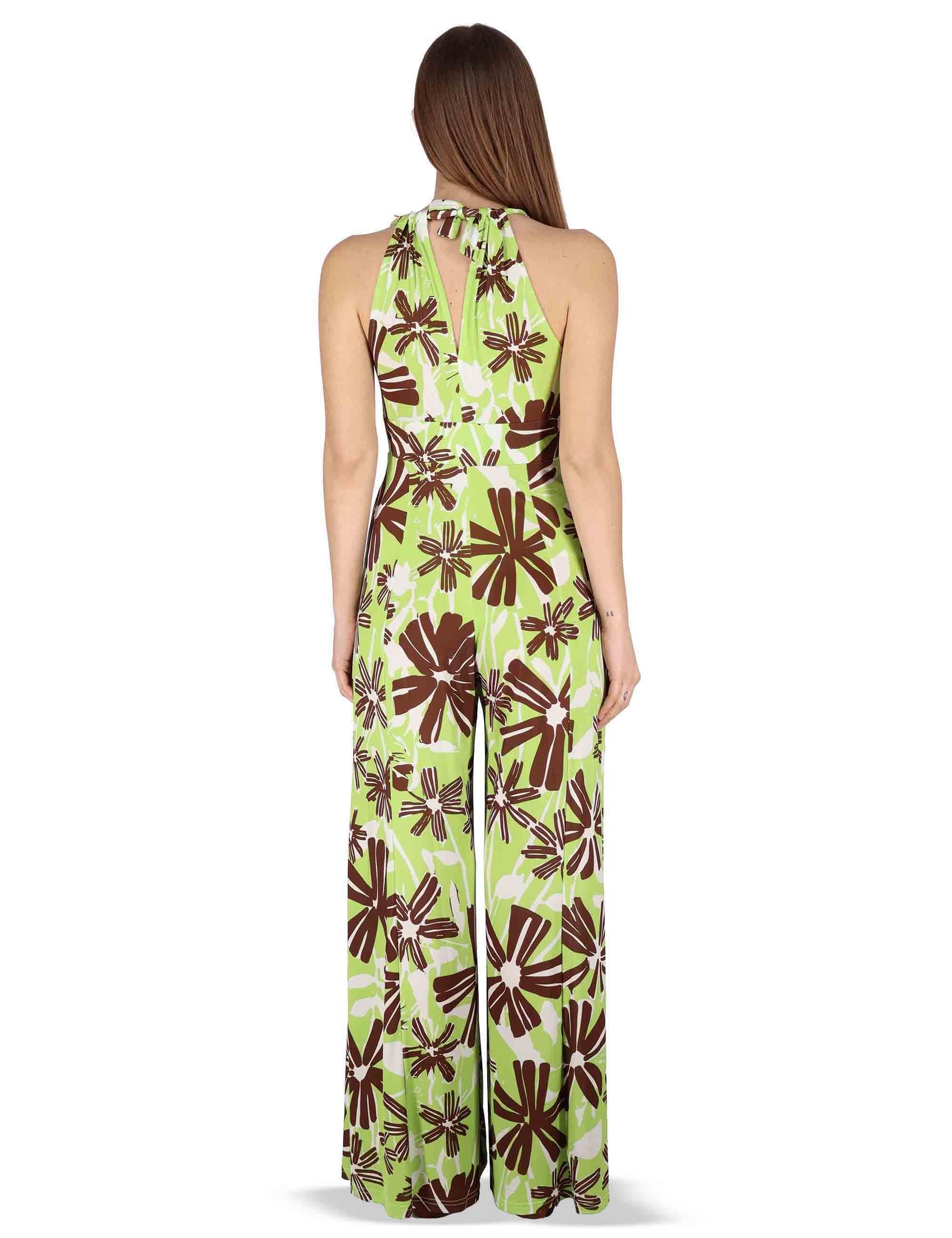 Tute Long Sleeve Jumpsuit in jersey verde a fantasia con spalle scoperte JFATU0001-E2715-1244 7046 Justmine 