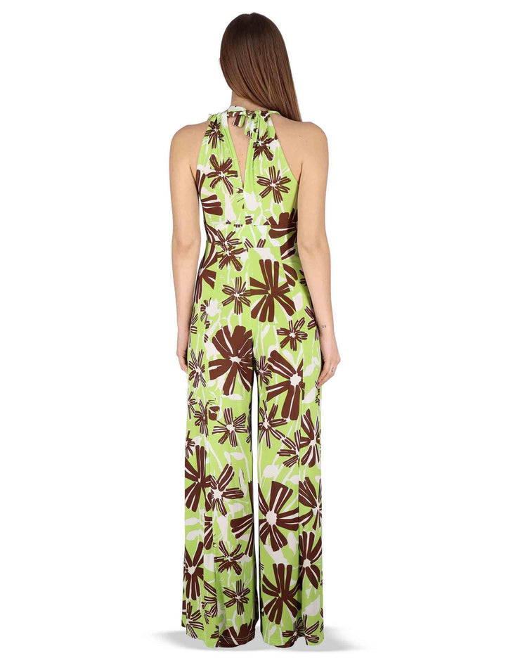 Tute Long Sleeve Jumpsuit in jersey verde a fantasia con spalle scoperte JFATU0001-E2715-1244 7046 Justmine 