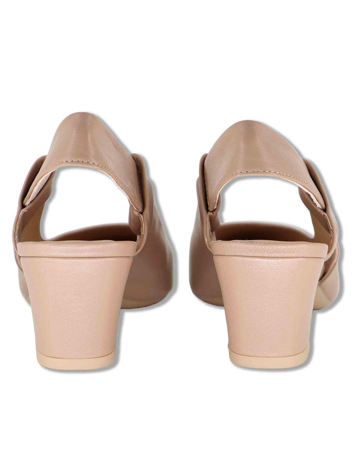 Decollete slingback donna in pelle cipria con tacco 5 e punta a punta JAVEA NTO PRALINE Unisa 