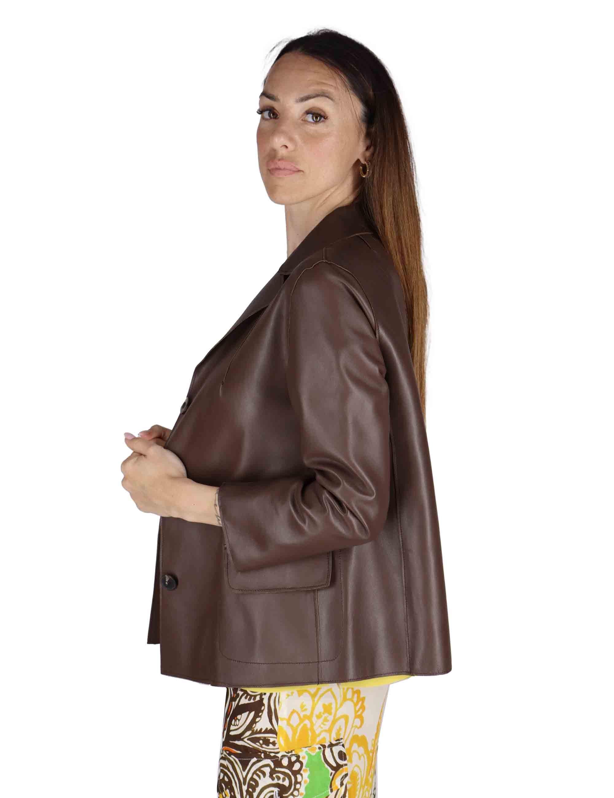 Giacche donna in pelle marrone monopetto SP1527 014 Spatarella 