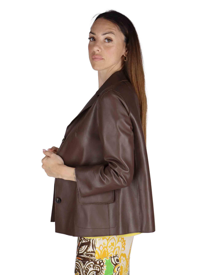 Giacche donna in pelle marrone monopetto SP1527 014 Spatarella 