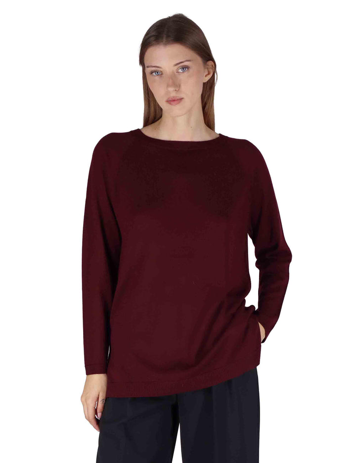 Maglioni donna girocollo Colors of the World in lana bordeaux JQ509974230 50022 Maliparmi 