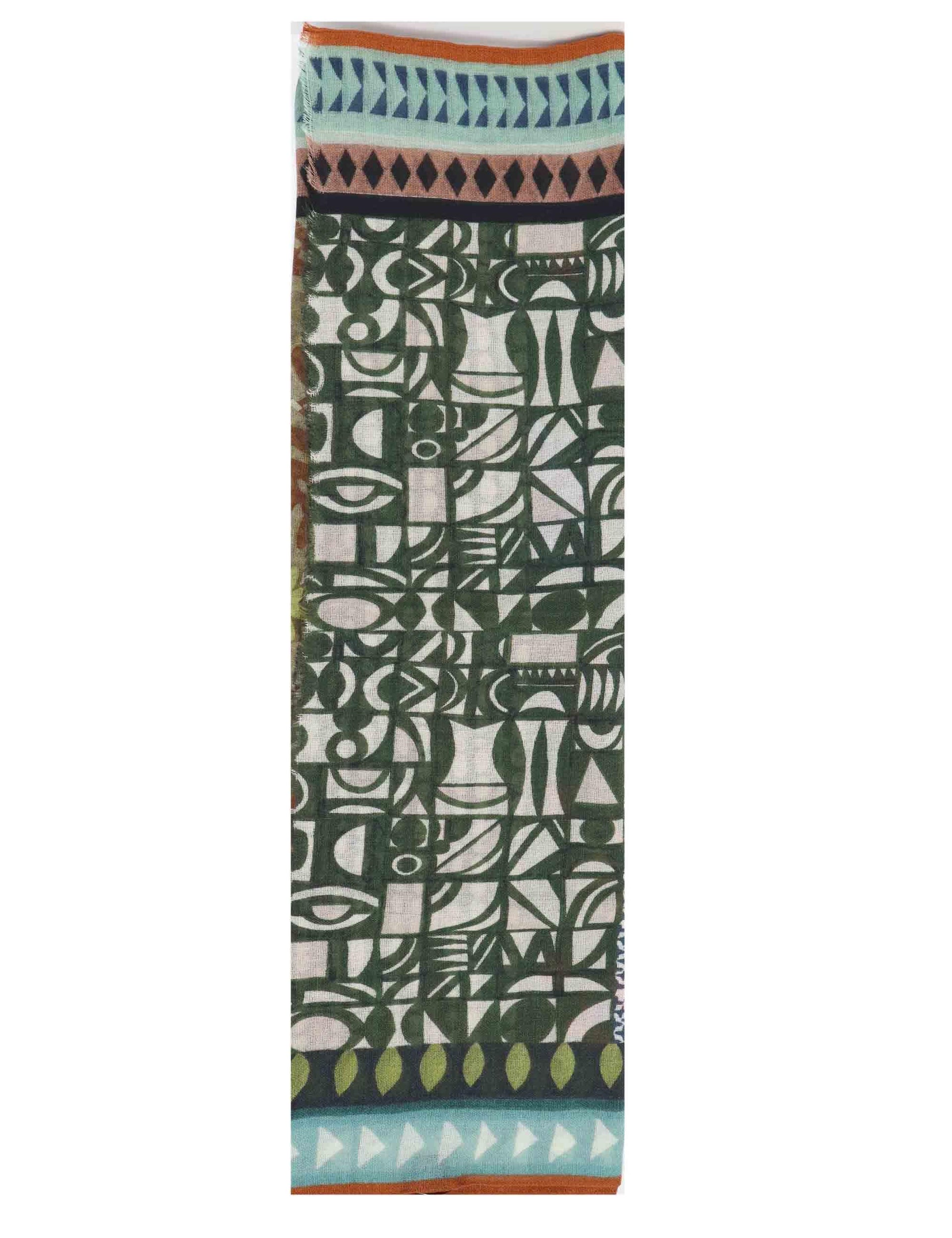 Sciarpe uomo in pura lana verde con fantasie multicolore 0K249 11984 3 BARBIERI 1945 