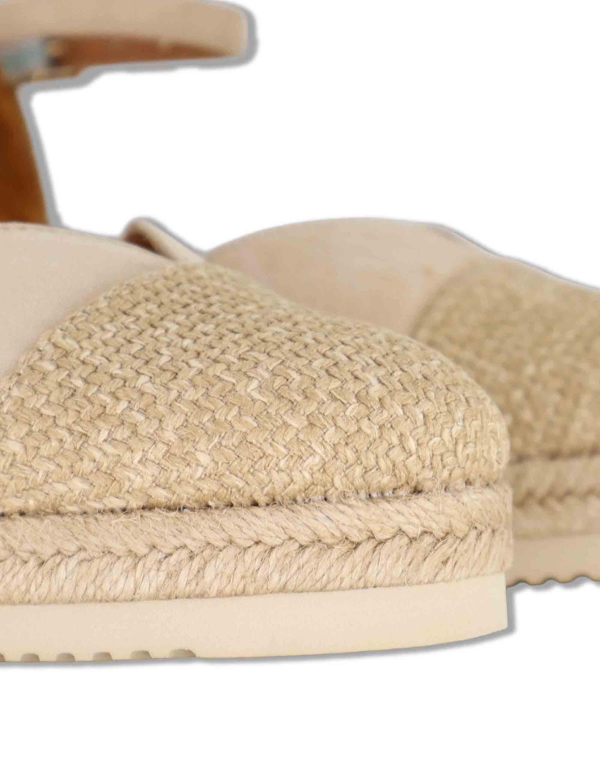 Sandali esparillas in camoscio nude con cinturino e zeppa alta in corda CECH ECL KS SKIN Unisa 