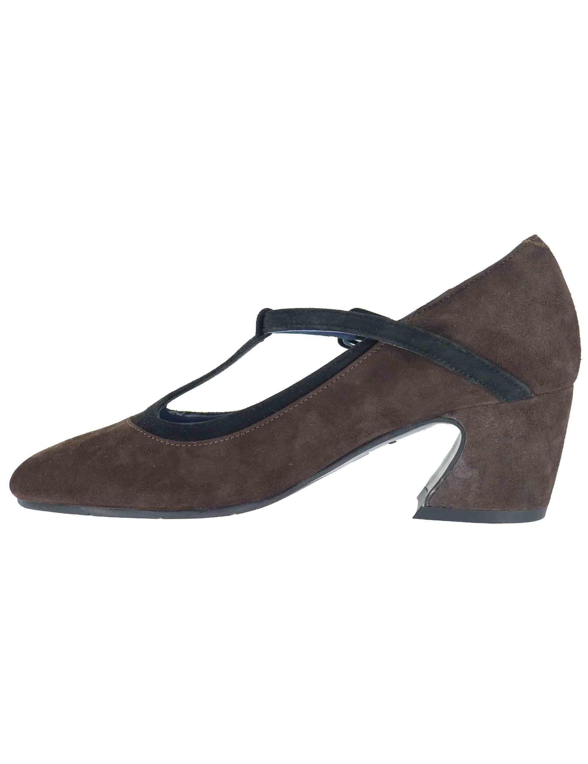 Decollete Mary Jane in camoscio marrone con cinturino SP2350 014 Spatarella 