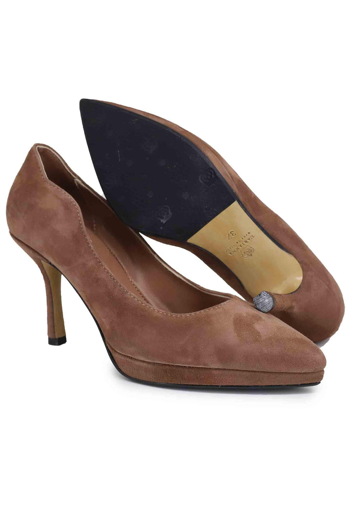 Decollete donna in camoscio cuoio tacco alto DE1698/PLT 17 L'Arianna 