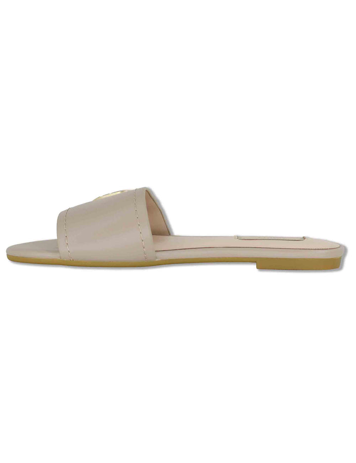 Sandali bassi donna in pelle grigio perla con fibbia laterale e suola in gomma SANDY 03 STONE Liu-Jo 