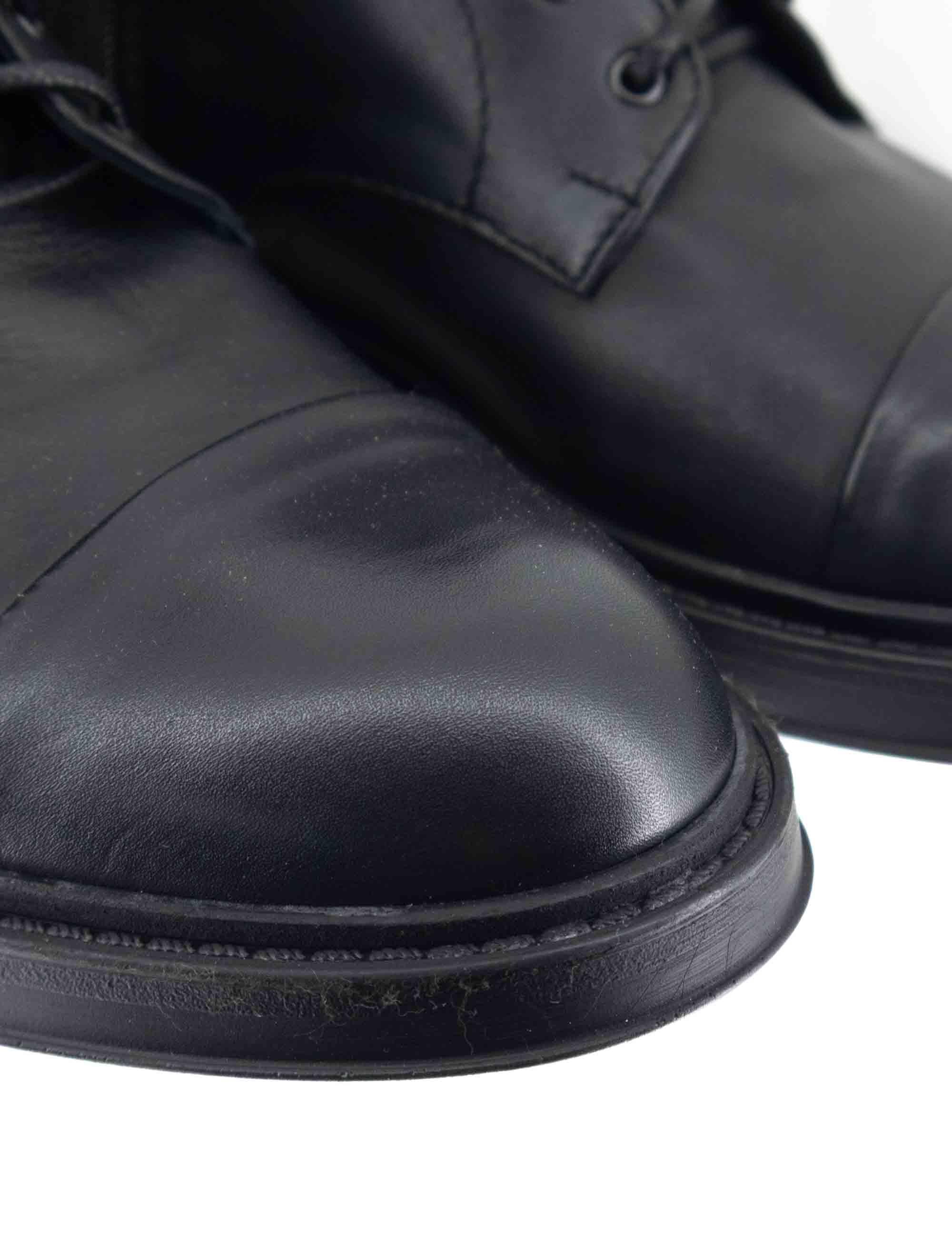 Stivaletti stringati uomo in pelle nera con suola in gomma cucita SP2968 001 Spatarella 