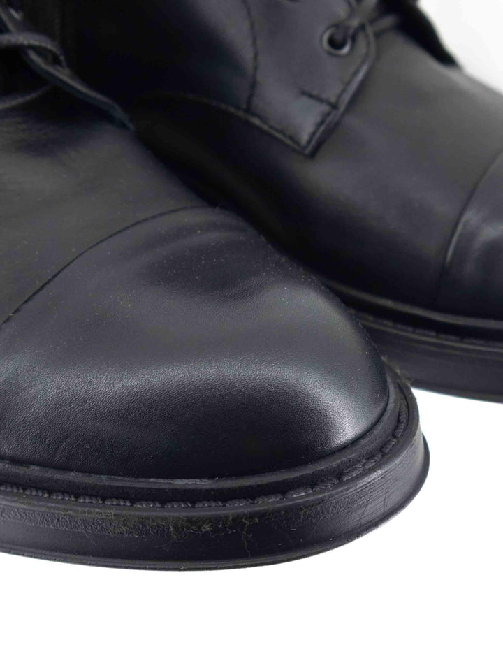 Stivaletti stringati uomo in pelle nera con suola in gomma cucita SP2968 001 Spatarella 