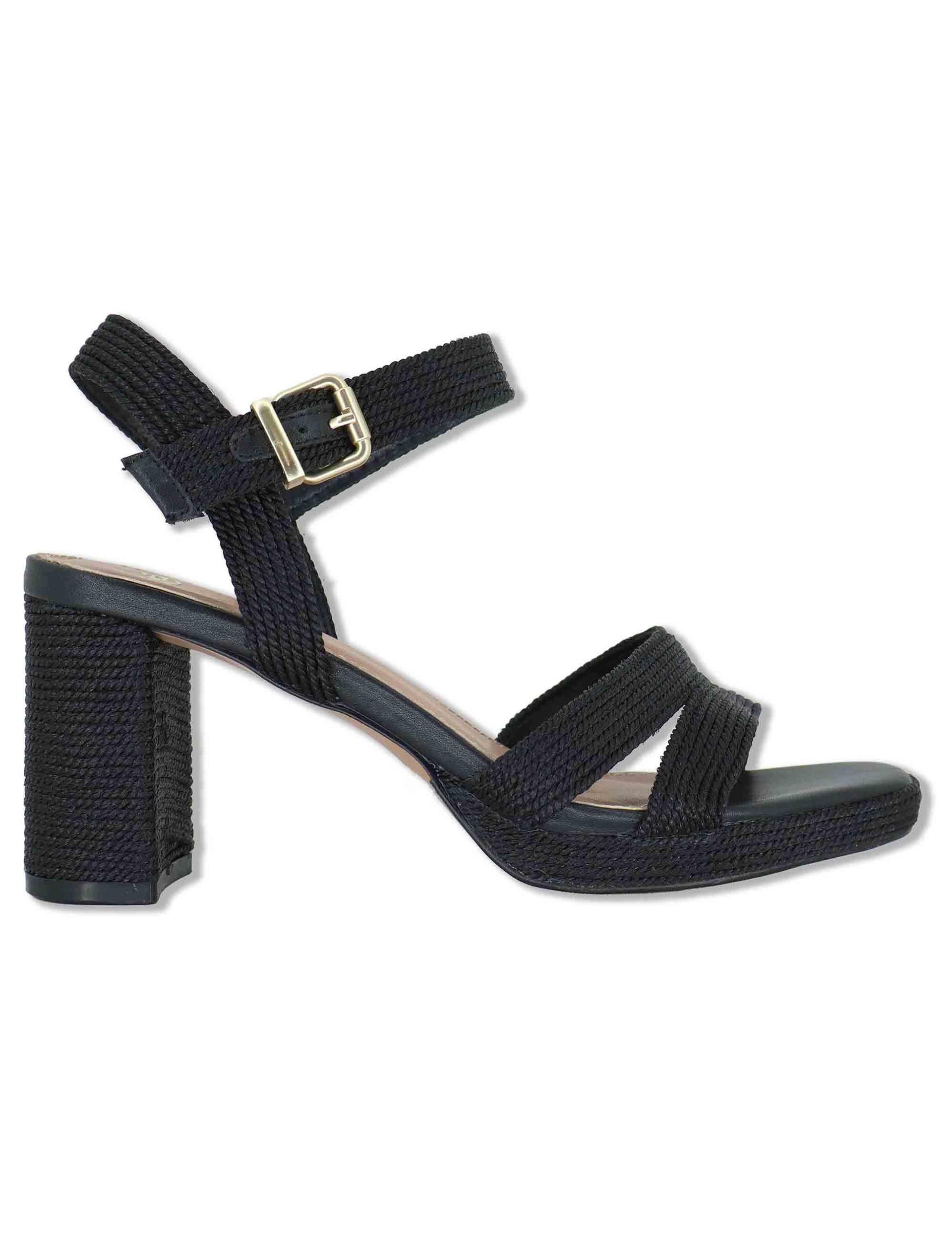 Sandali donna in rafia nera con tacco alto e cinturino alla caviglia LUISA-777 993-01 Exe 