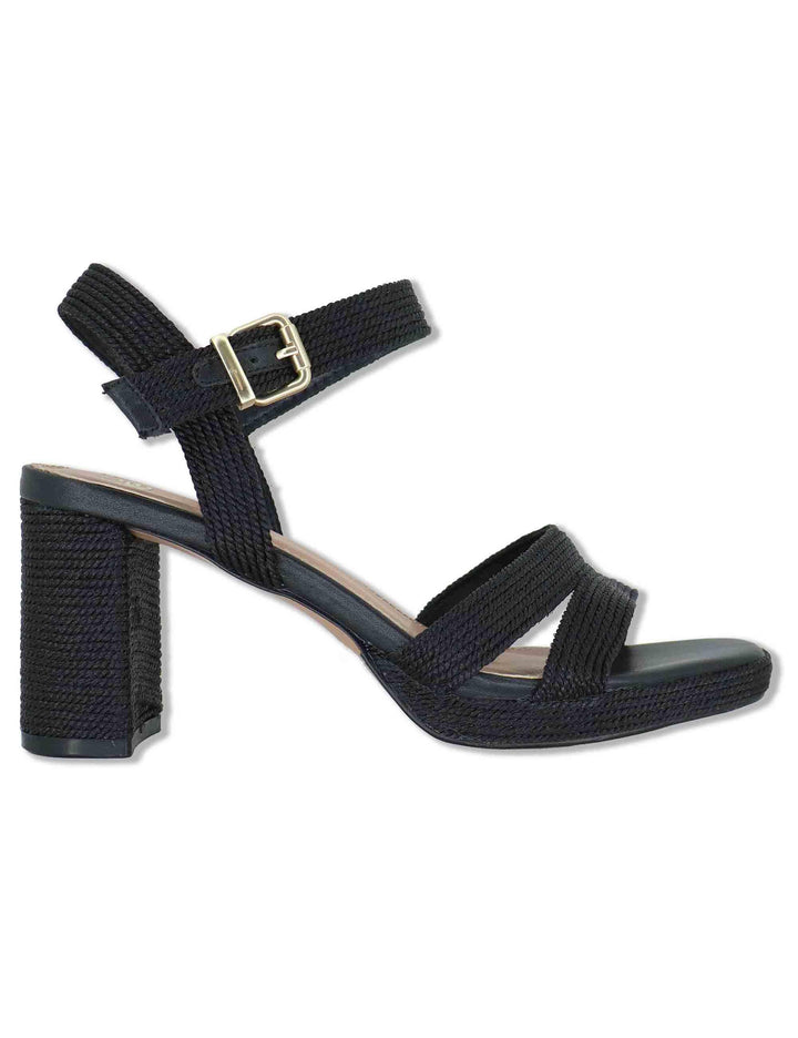 Sandali donna in rafia nera con tacco alto e cinturino alla caviglia LUISA-777 993-01 Exe 