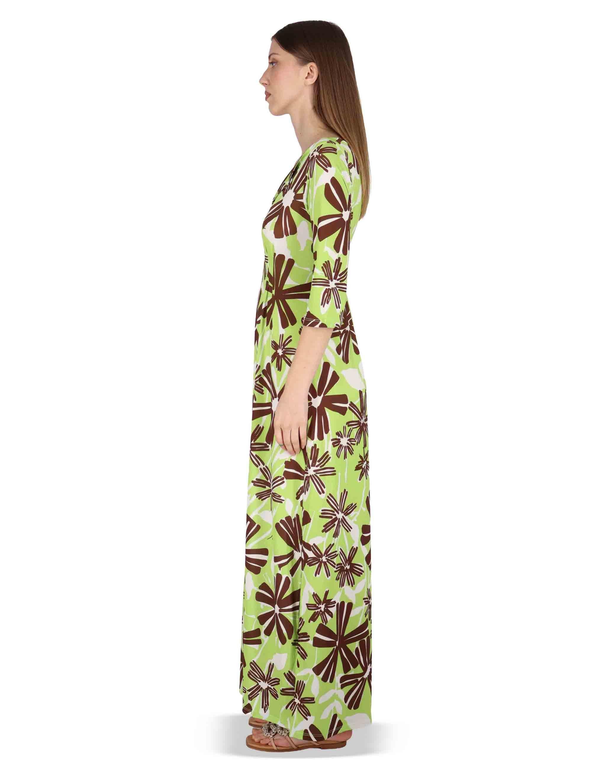 Abiti donna Long Kaftan in jersey stampa floreal verde JFAAB0001-E2637-1244 7046 Justmine 