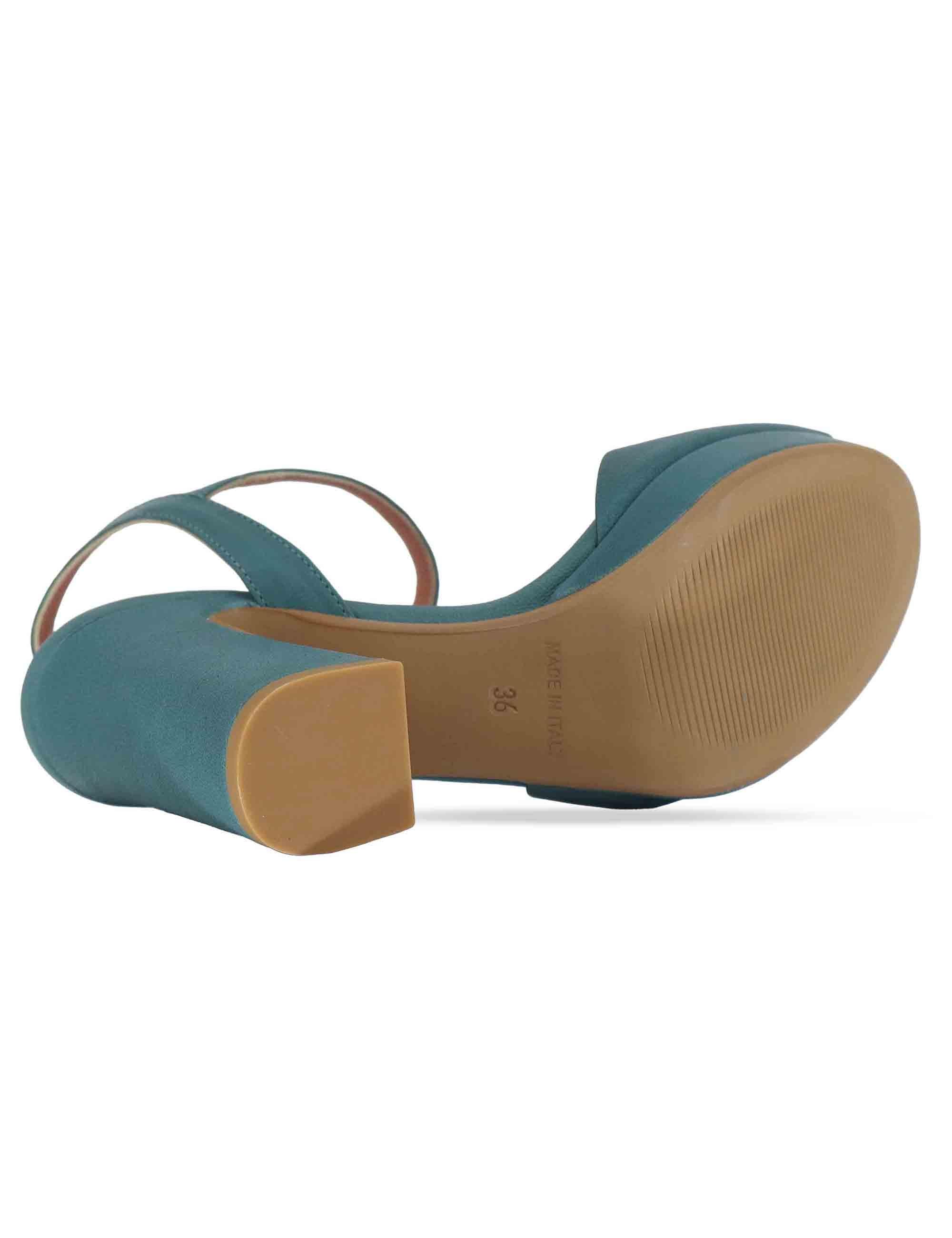 Sandali donna in pelle petrolio tacco alto e plateau con cinturino 6261K 088 Les Venues 