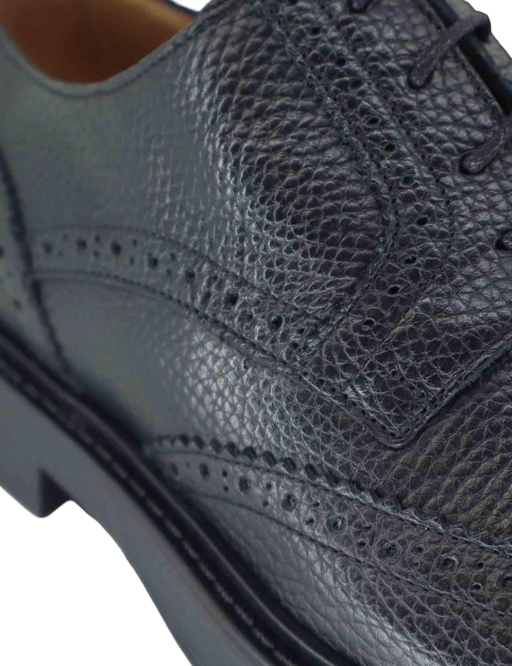 Stringate uomo in pelle nera con impunture e suola in gomma SP019 001 Spatarella 