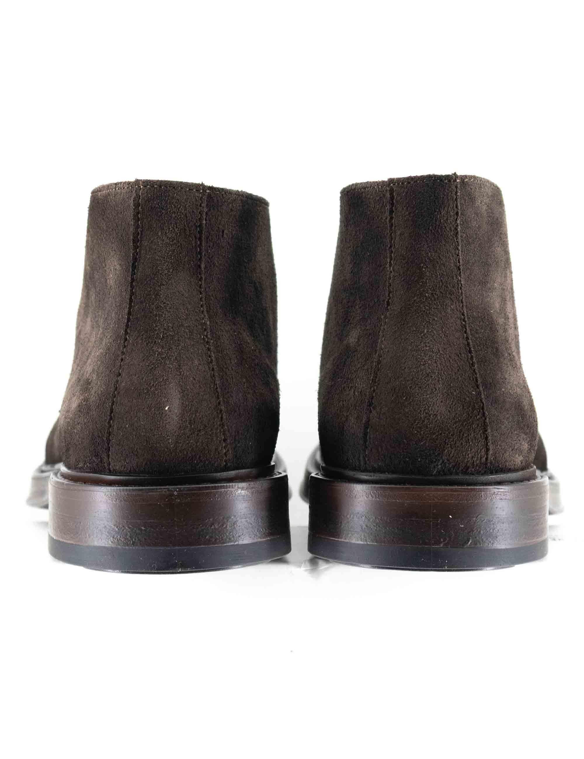 Stivaletti stringati uomo in camoscio marrone con suola in gomma cucita SP2101 014 Spatarella 