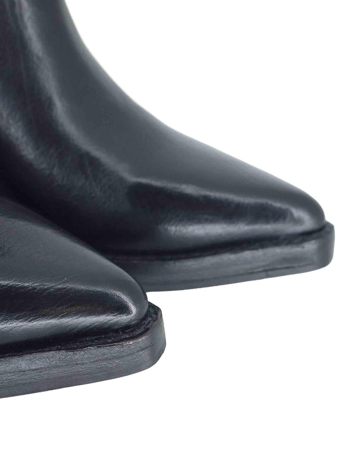 Stivali texani donna in pelle nera con tacco medio 252-21-14 BLACK Zolfo 