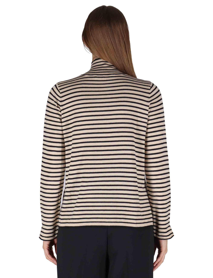 Maglione donna Soft Touch in lana nera e beige con collo alto JQ504570538 20B11 Maliparmi 