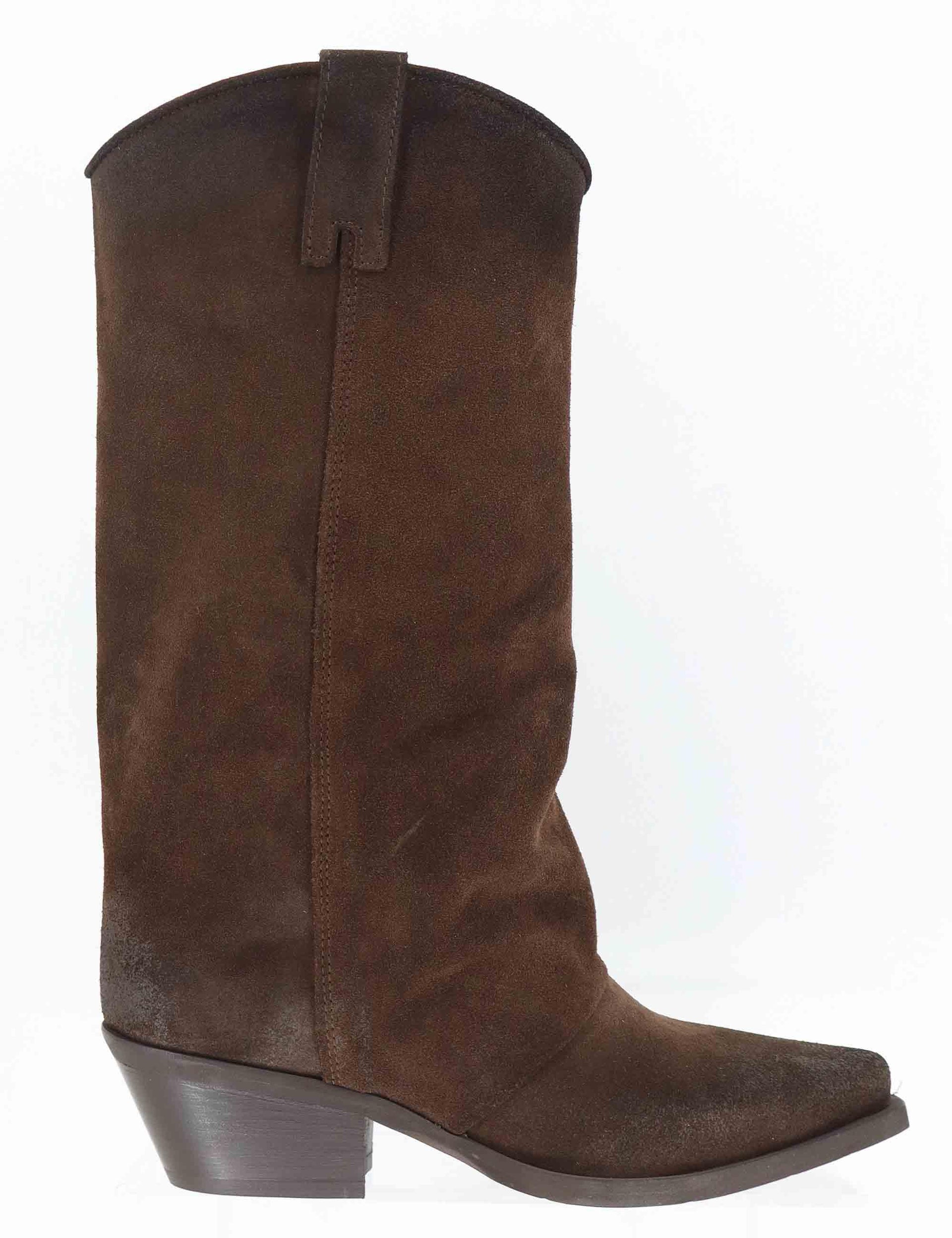 Stivali texani donna in crosta vintage marrone con ghetta SPDX909 014 Spatarella 