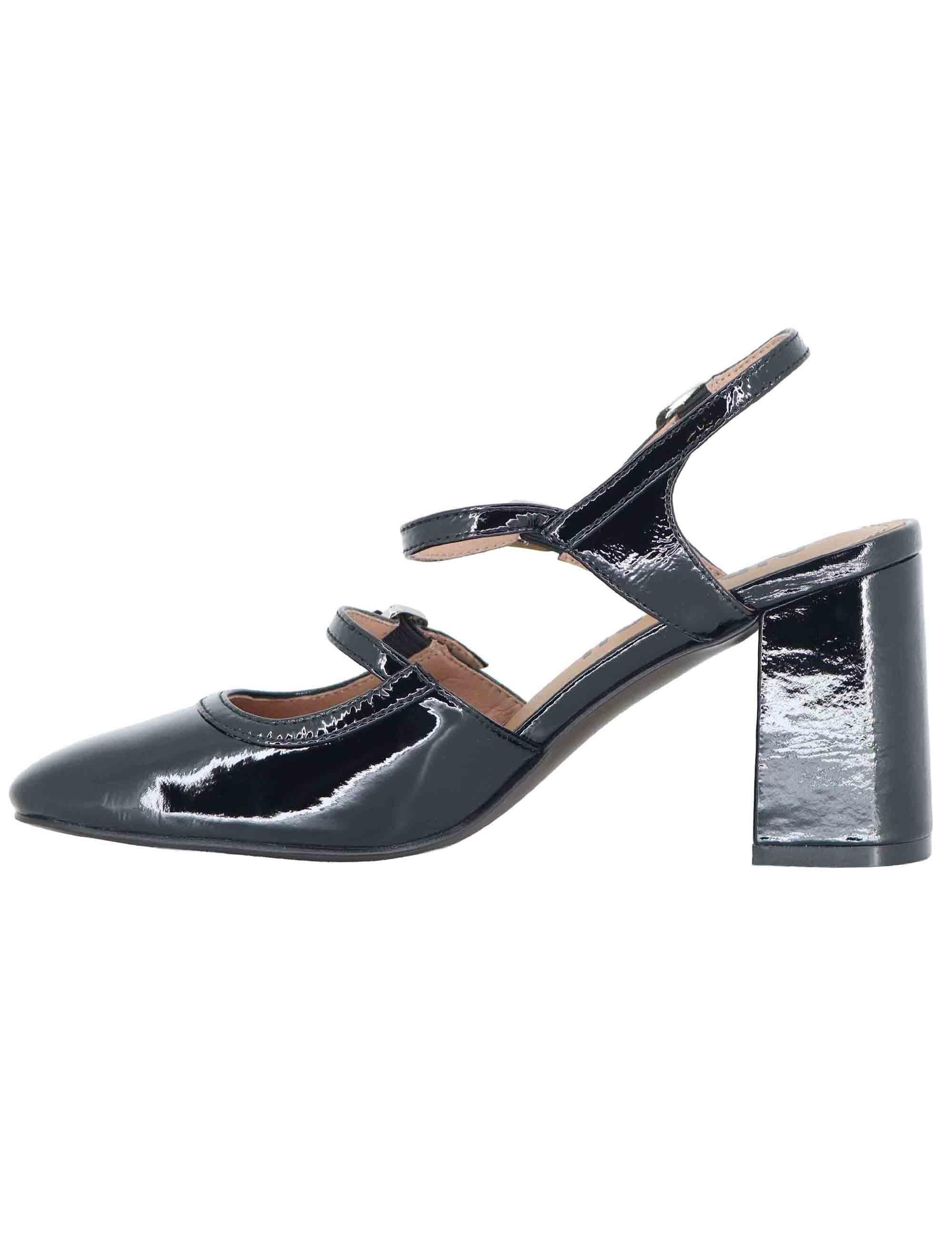 Decollete donna in vernice nera con tacco alto e doppio cinturino 633Z21VK 03 Bibi Lou 