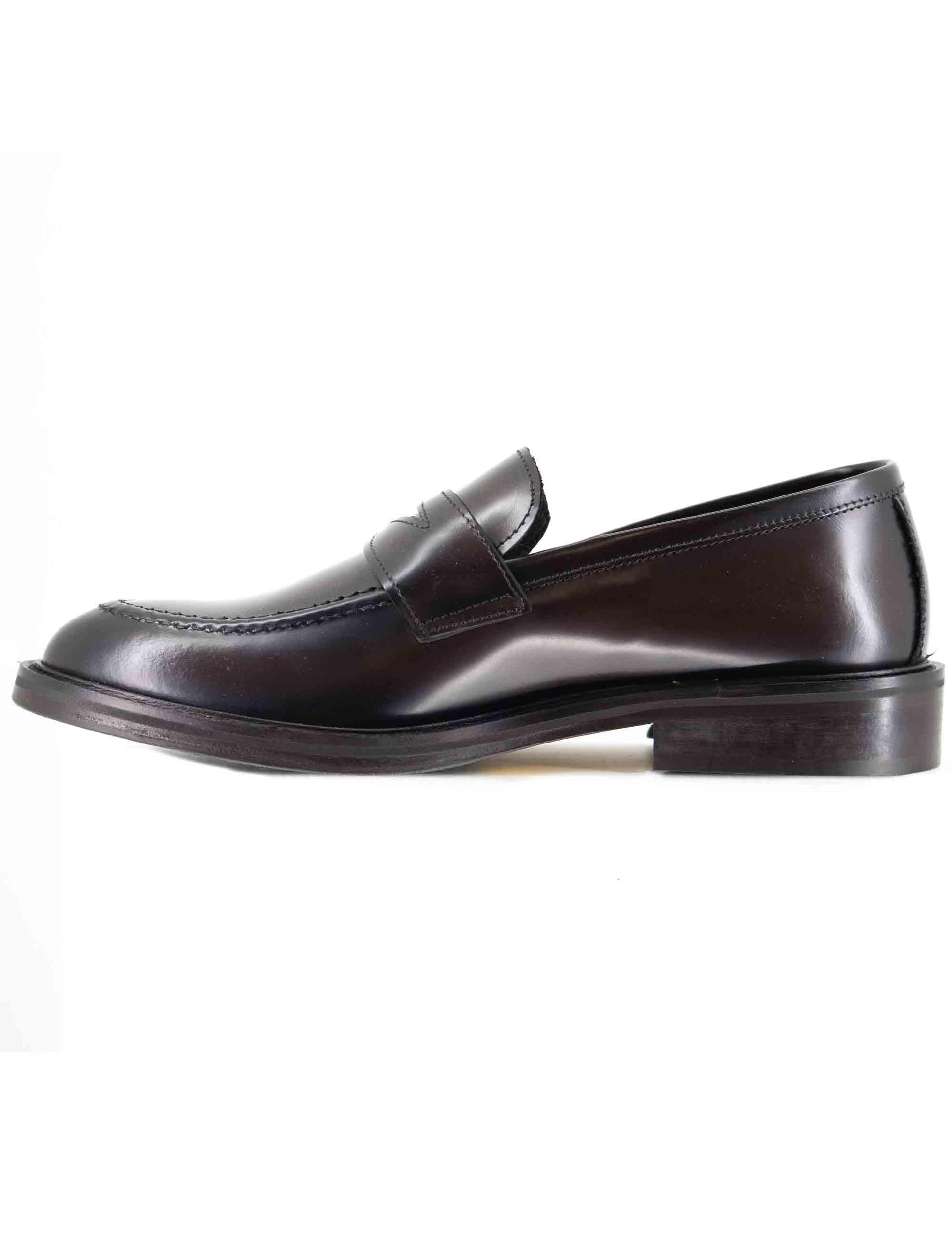 Mocassini uomo in pelle marrone con suola in cuoio e gomma cucita SP10401 014 Spatarella 