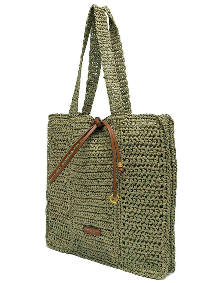 Borse Shopper donna Nefili in paglia verde con manico e chiusura in pelle BS11955 COMM STR-CRCH 11730 Gianni Chiarini 